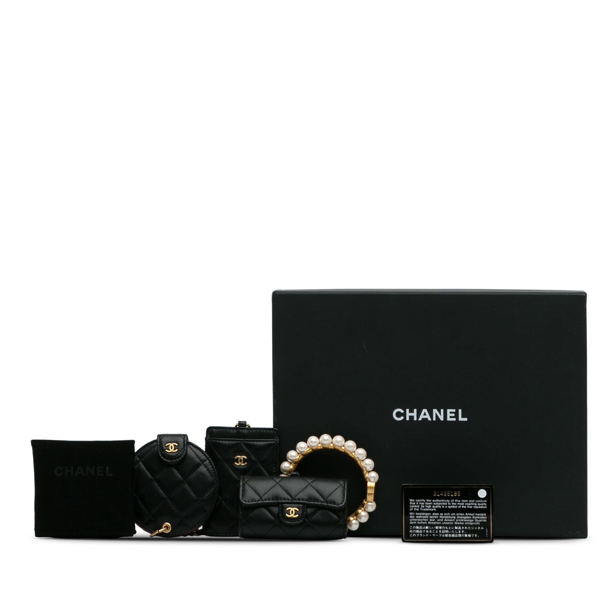 Chanel Lambskin Pearl Crown CC Wristlet Multi Pouches (SHG-ZnqXOL)