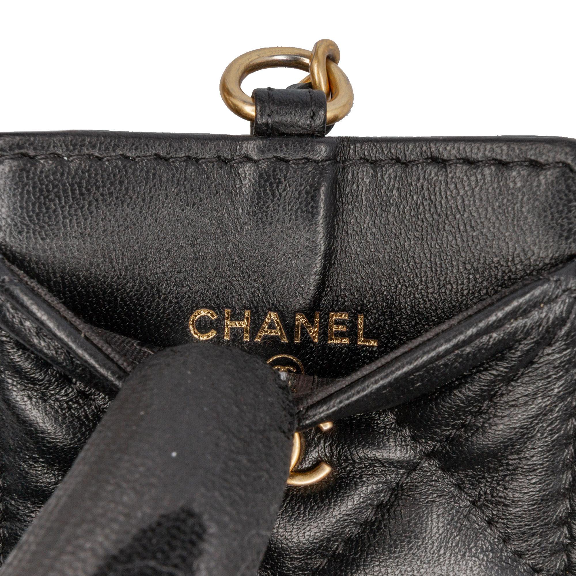 Chanel Lambskin Pearl Crown CC Wristlet Multi Pouches