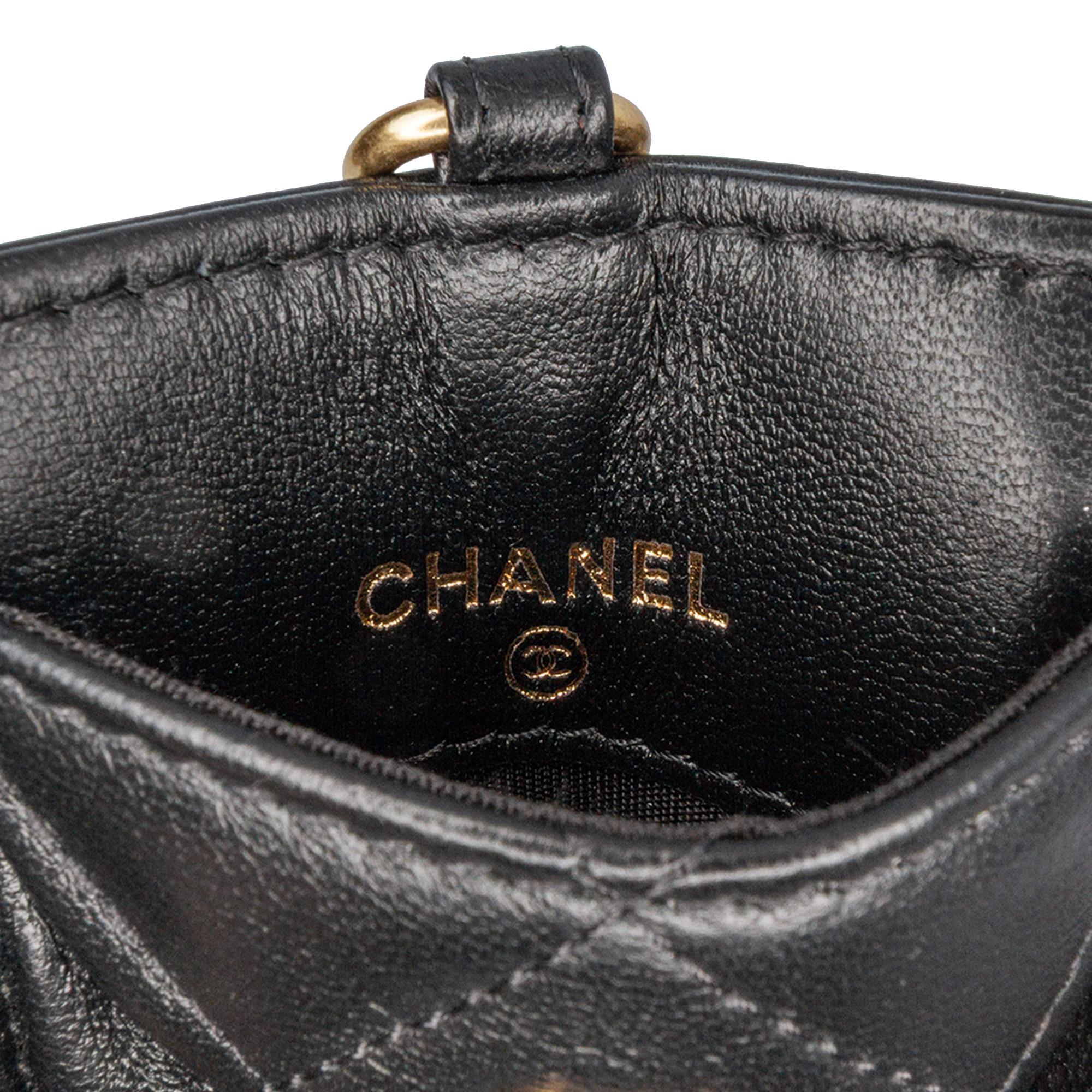 Chanel Lambskin Pearl Crown CC Wristlet Multi Pouches