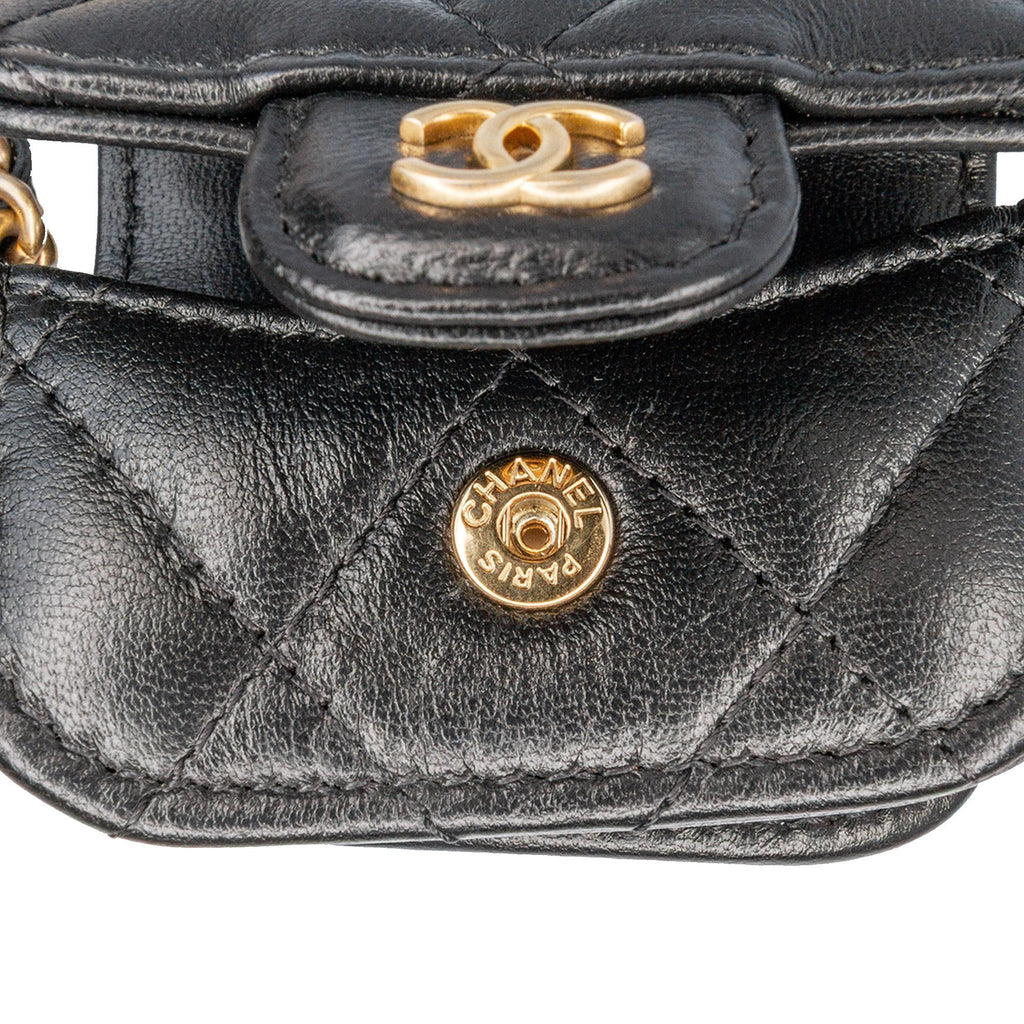 Chanel Lambskin Pearl Crown CC Wristlet Multi Pouches