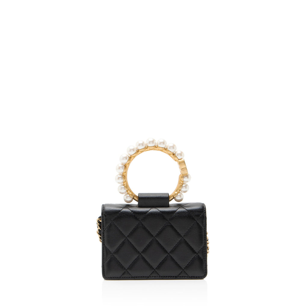 Chanel Lambskin Pearl Crown Clutch with Chain