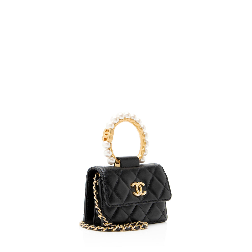 Chanel Lambskin Pearl Crown Clutch with Chain