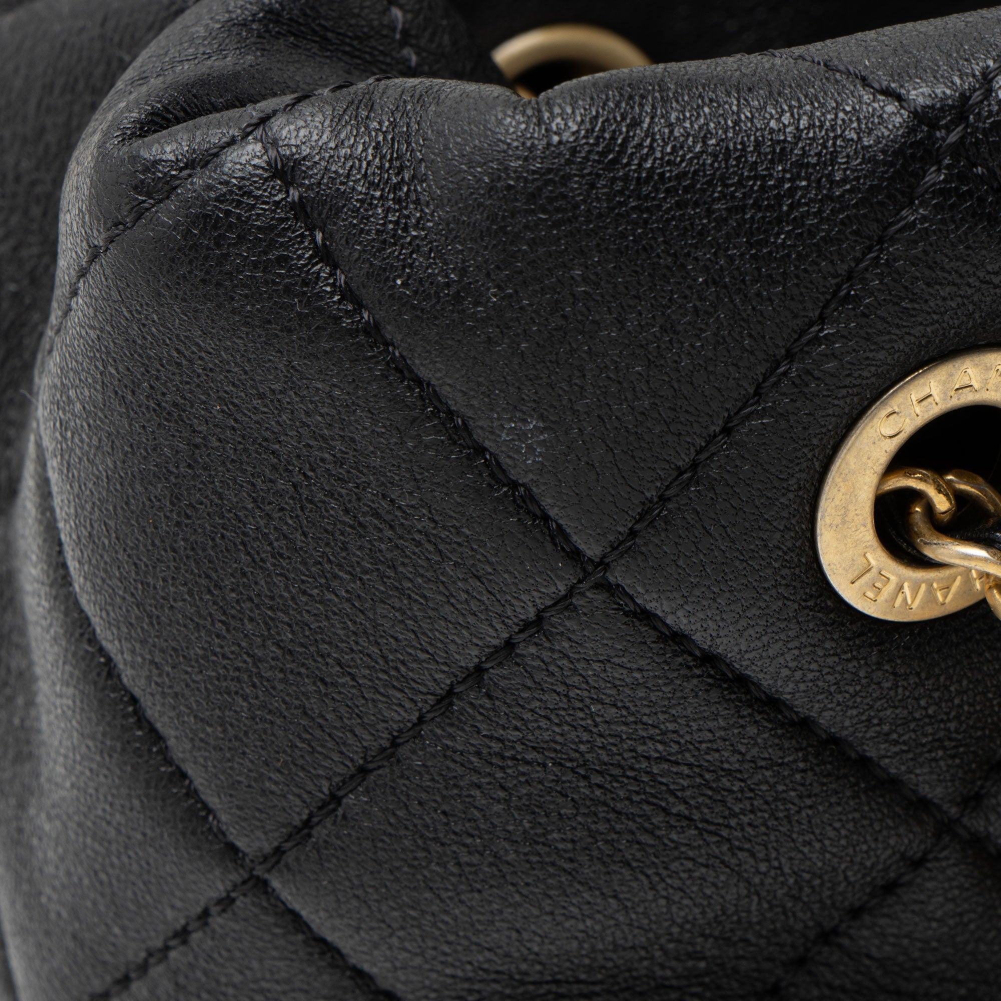 Chanel Lambskin Pearl Crown Drawstring Bucket Bag