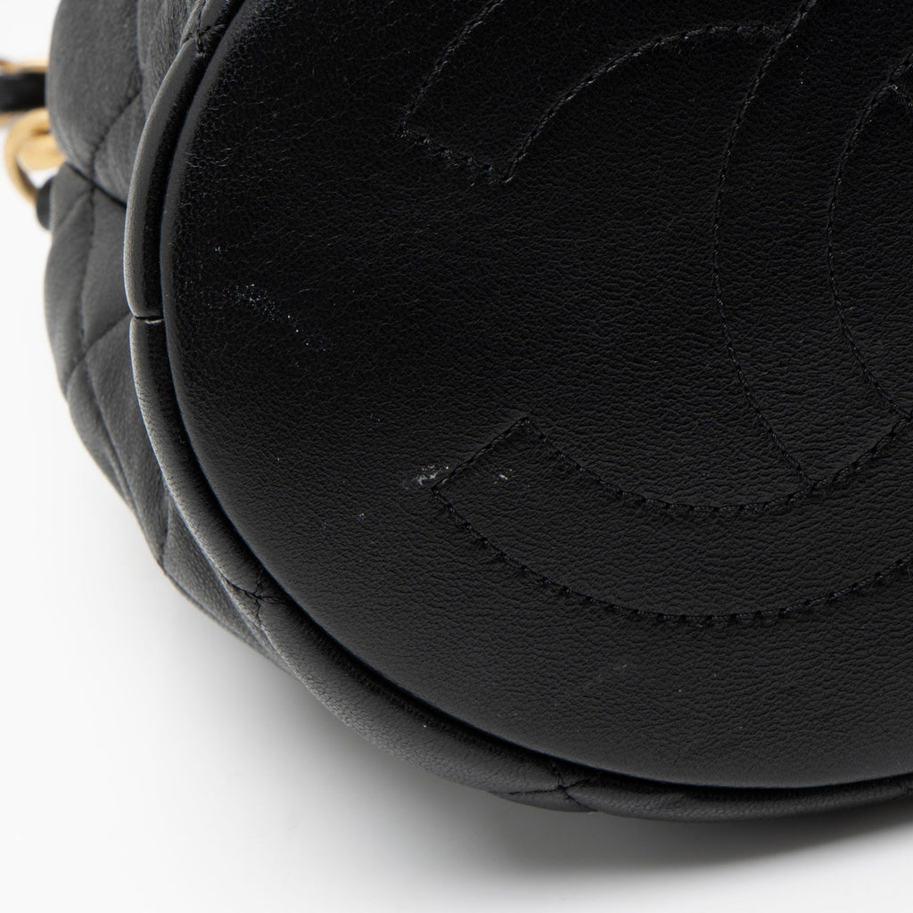 Chanel Lambskin Pearl Crown Drawstring Bucket Bag