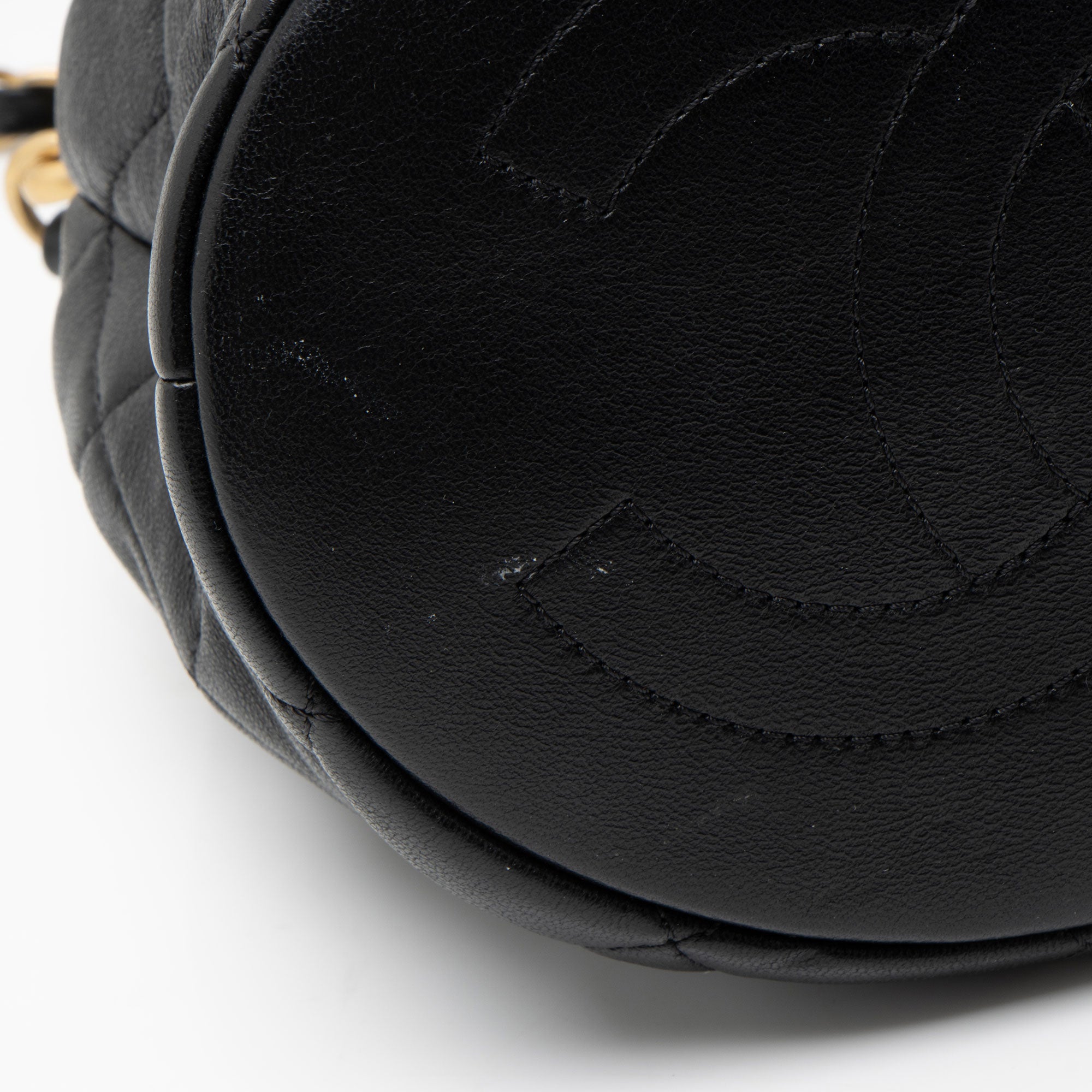 Chanel Lambskin Pearl Crown Drawstring Bucket Bag