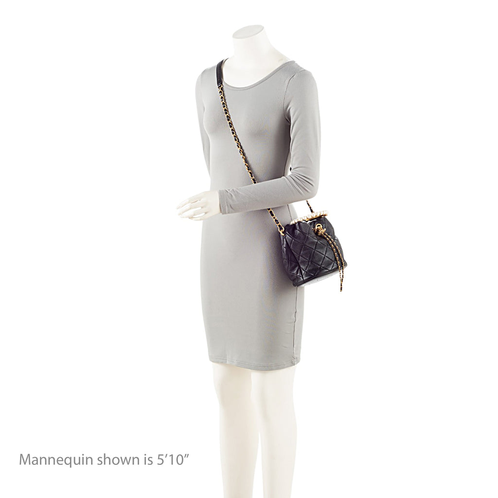 Chanel Lambskin Pearl Crown Drawstring Bucket Bag