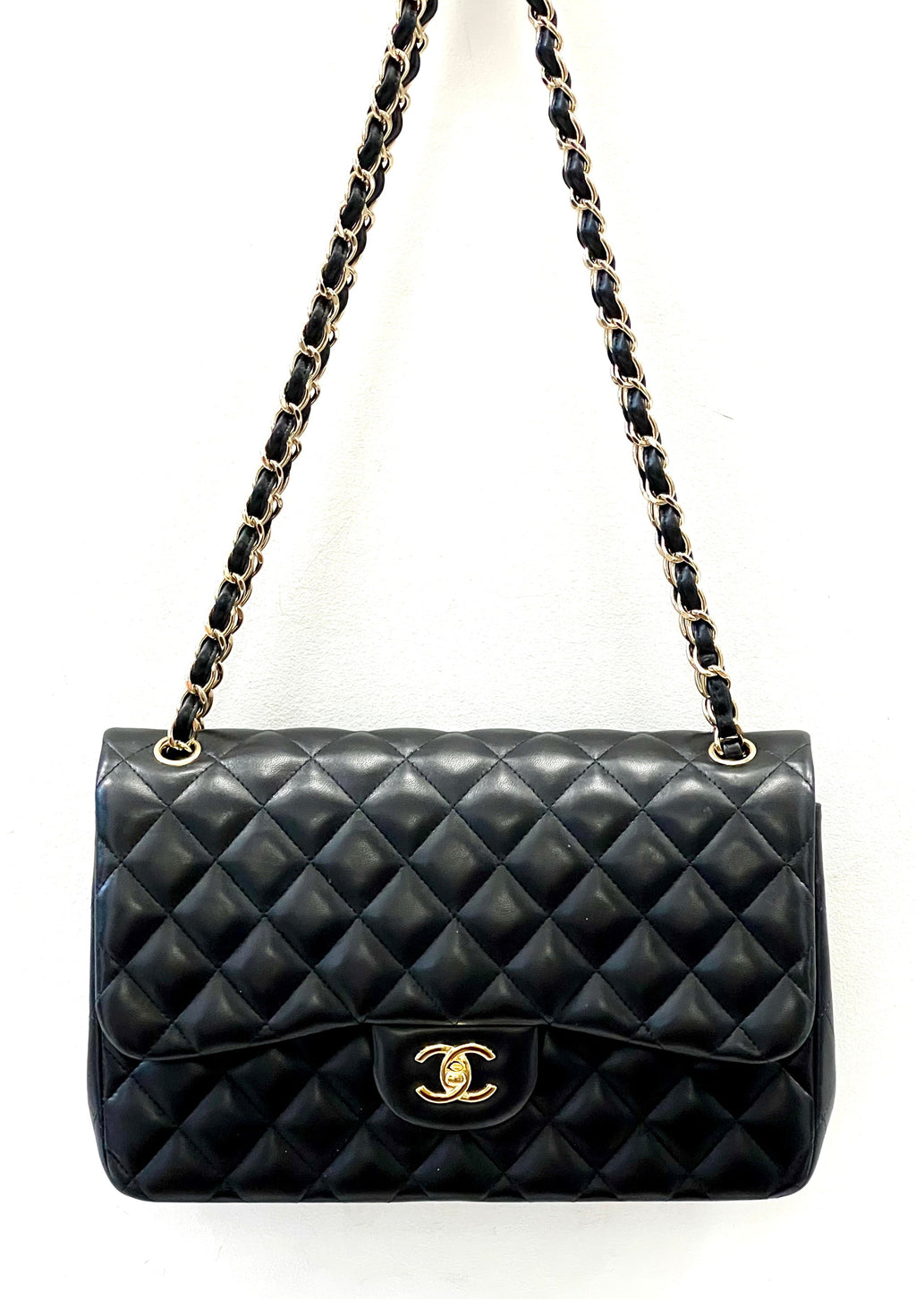 CHANEL QUILTED LAMBSKIN DOUBLE FLAP JUMBO BAG