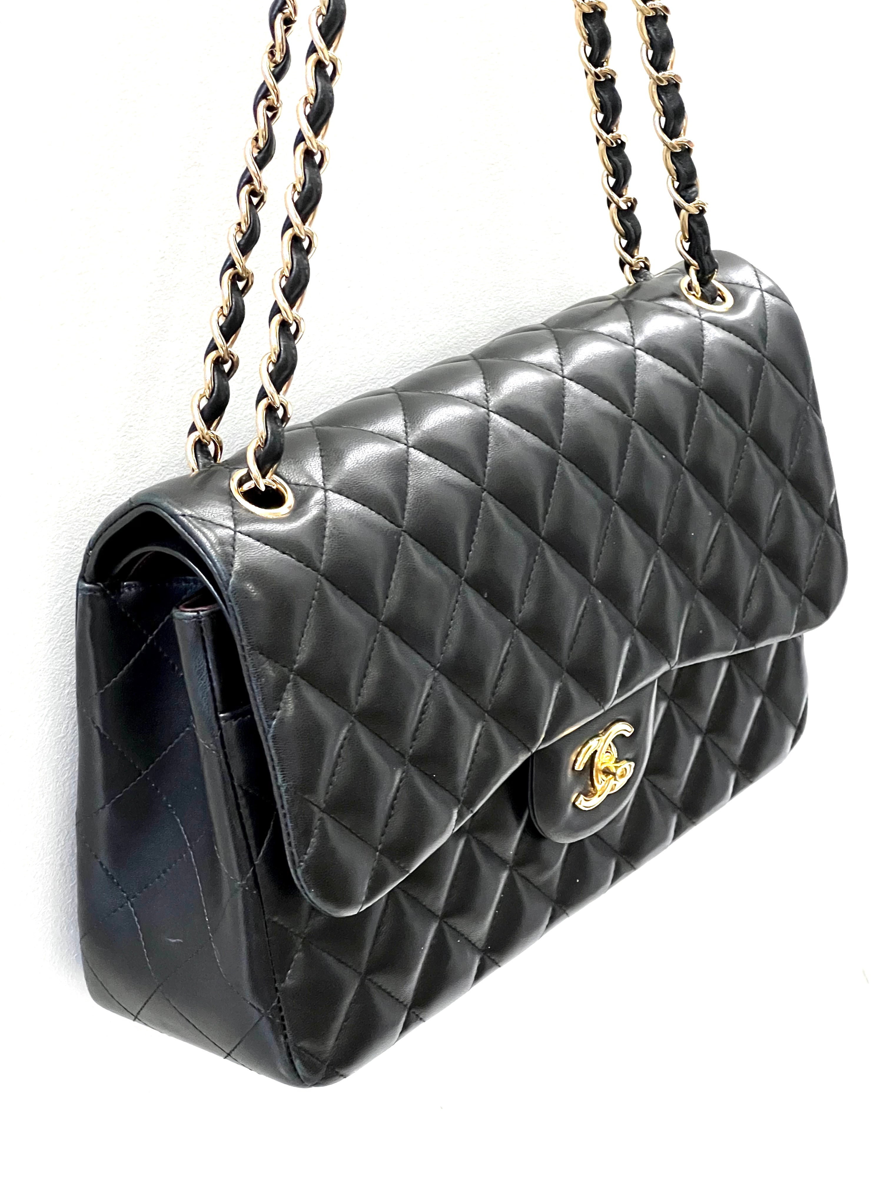 CHANEL QUILTED LAMBSKIN DOUBLE FLAP JUMBO BAG