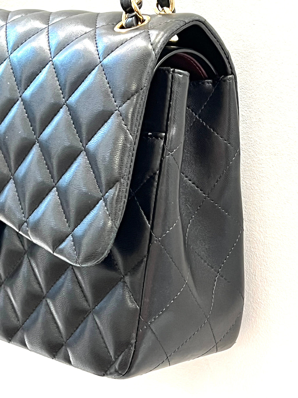 CHANEL QUILTED LAMBSKIN DOUBLE FLAP JUMBO BAG