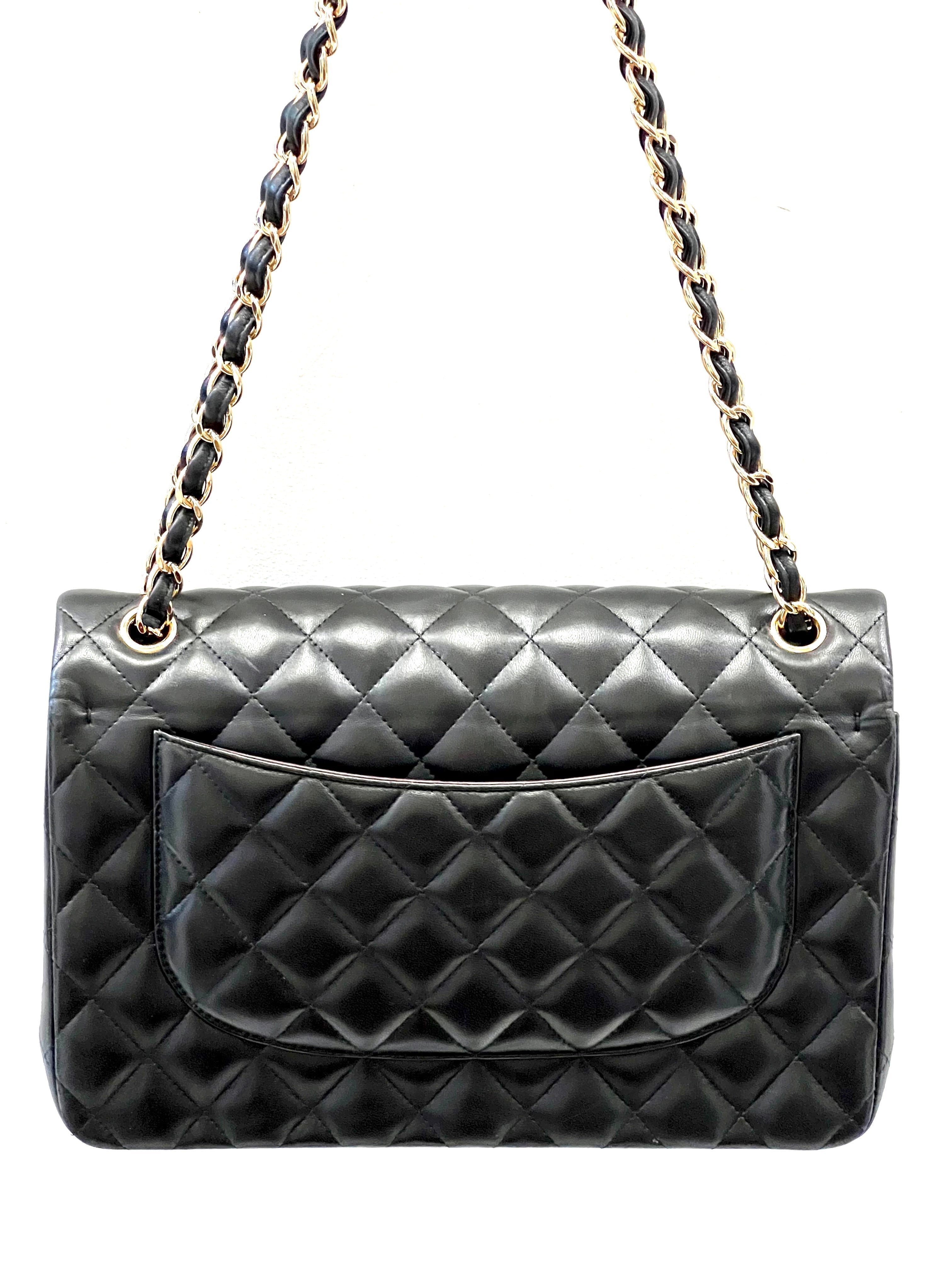 CHANEL QUILTED LAMBSKIN DOUBLE FLAP JUMBO BAG