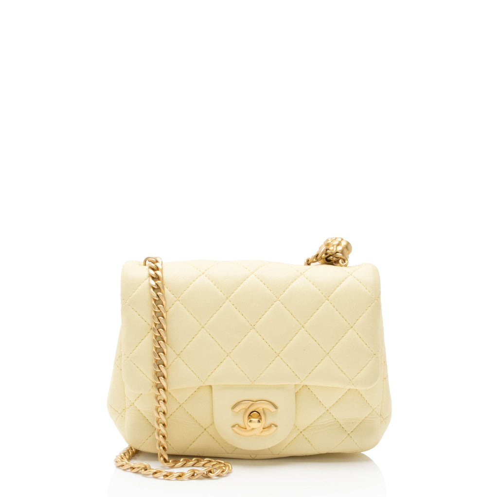 Chanel Lambskin Sweet Camellia Square Mini Flap Bag