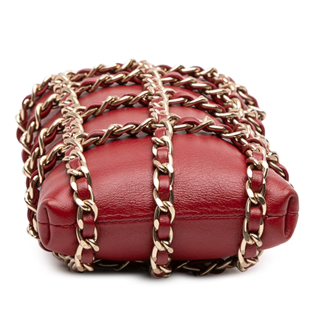 Chanel Lambskin Tech Me Out Clutch With Chain