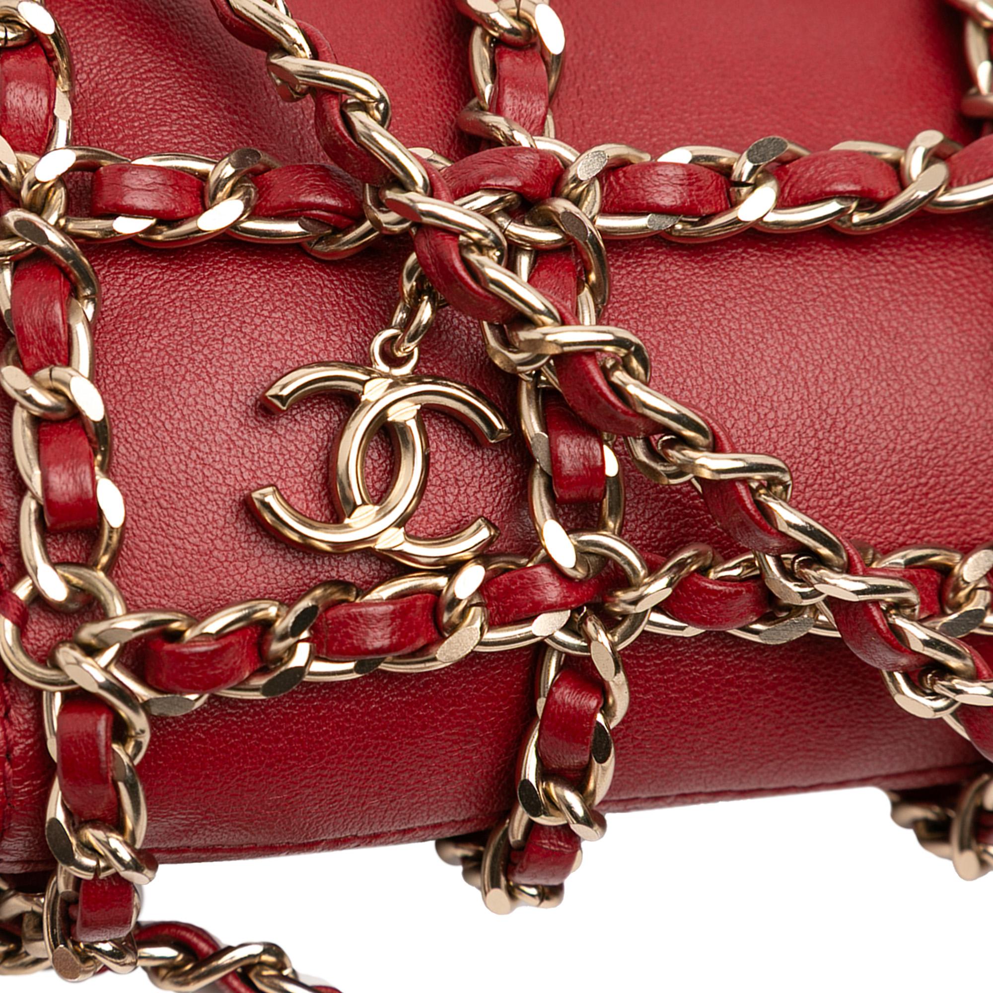 Chanel Lambskin Tech Me Out Clutch With Chain