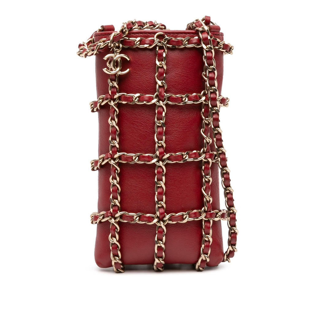 Chanel Lambskin Tech Me Out Clutch With Chain