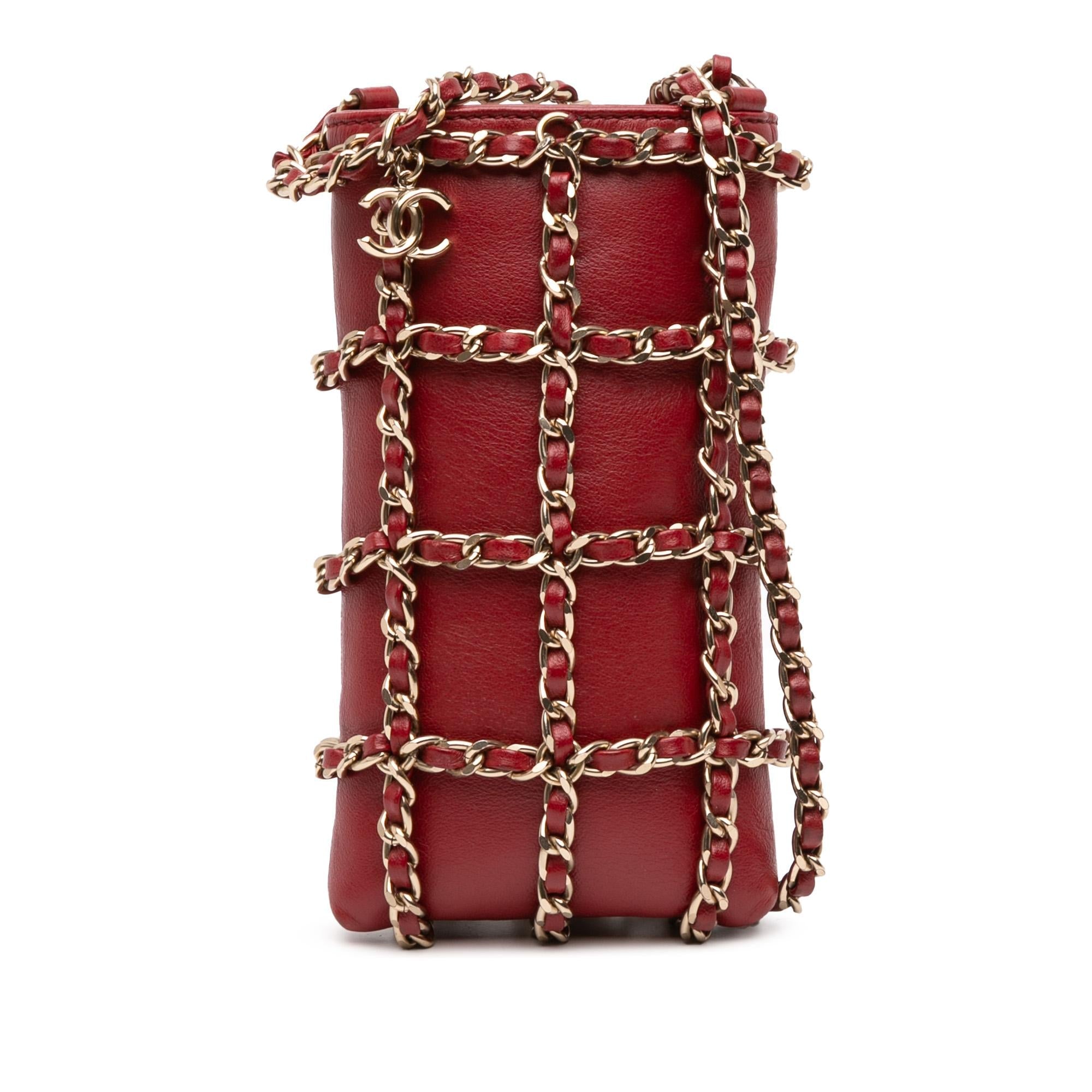 Chanel Lambskin Tech Me Out Clutch With Chain
