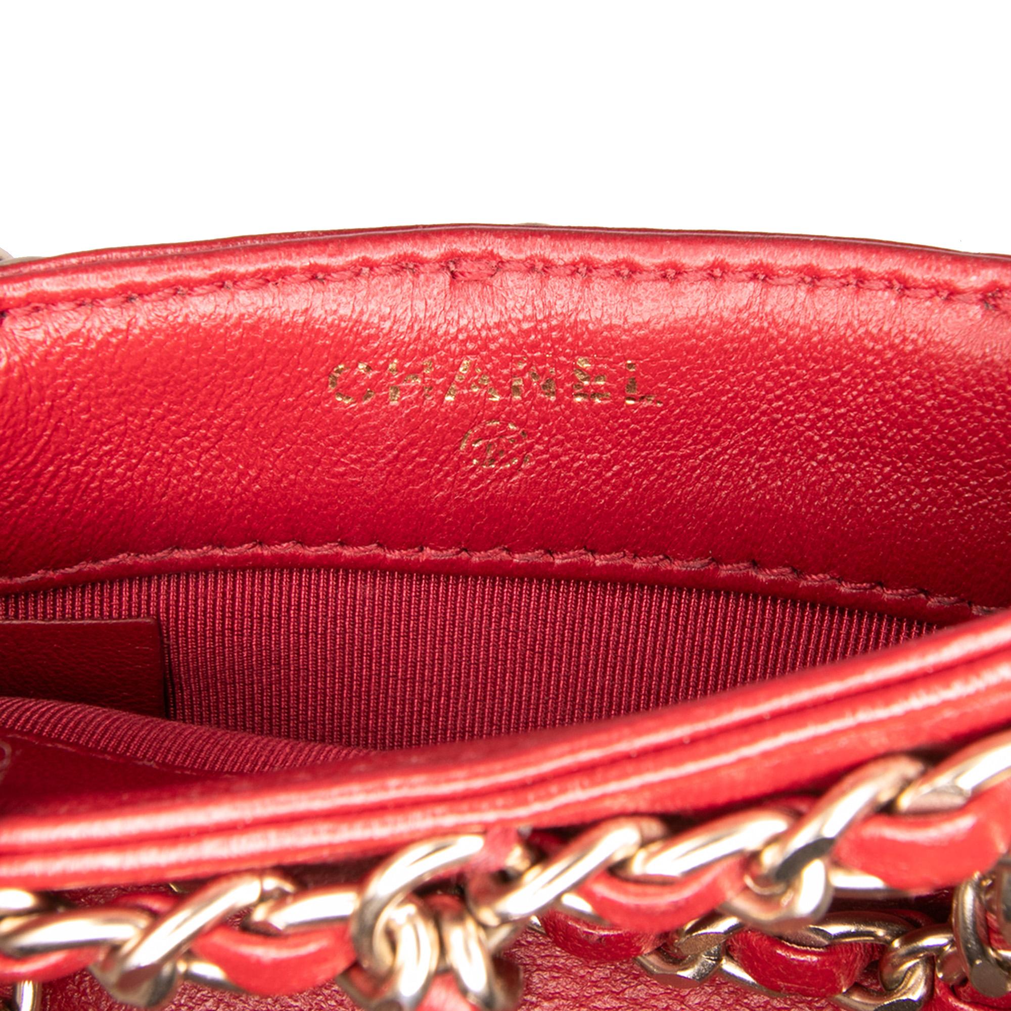 Chanel Lambskin Tech Me Out Clutch With Chain