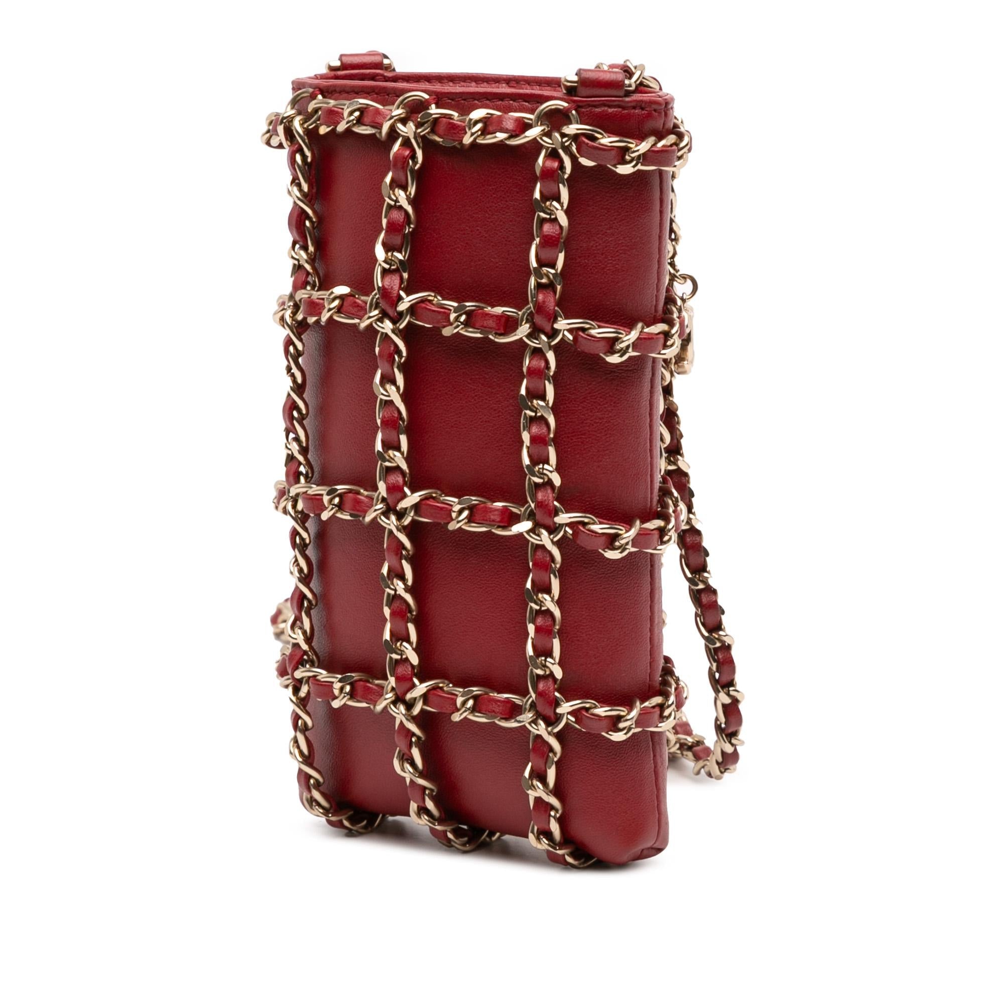 Chanel Lambskin Tech Me Out Clutch With Chain