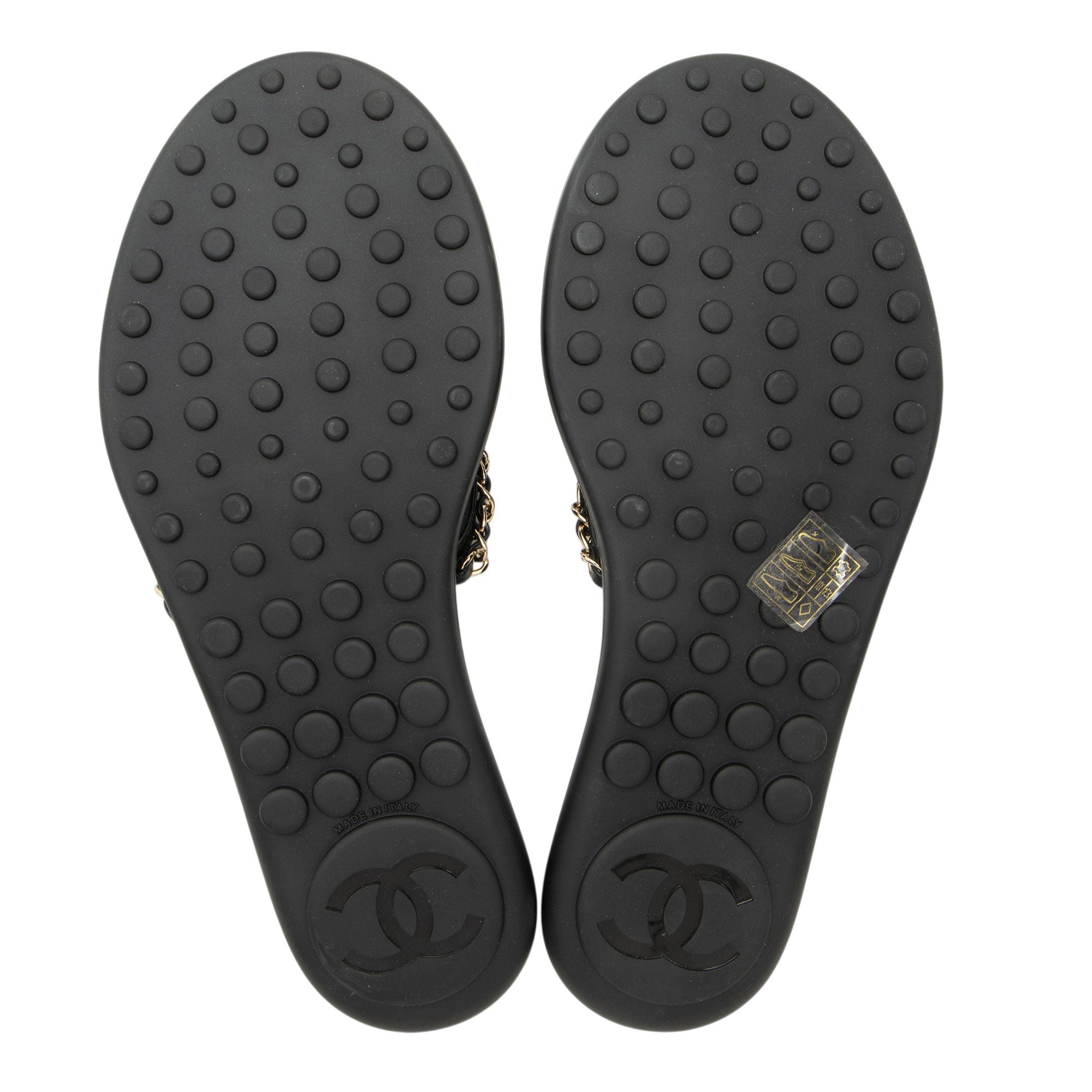 Chanel Lambskin Terrycloth Chain CC Thong Sandals - Size 6 / 36