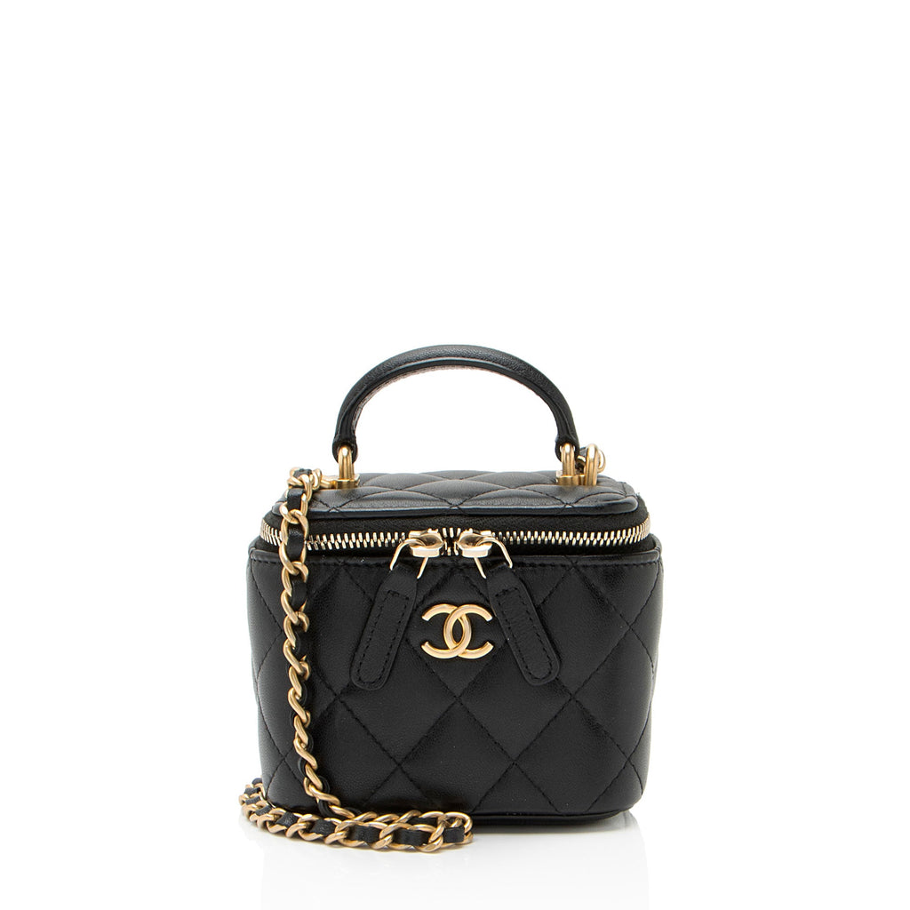 Chanel Lambskin Top Handle Mini Vanity Case
