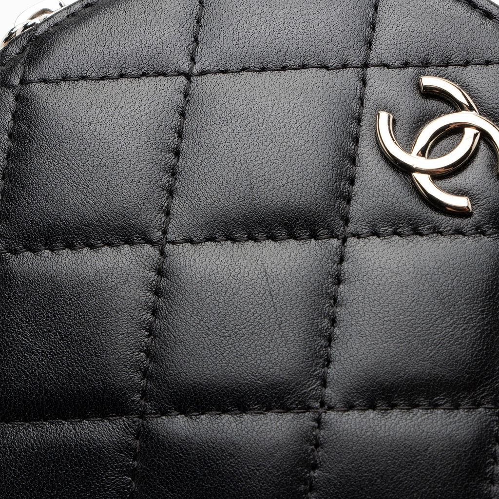 Chanel Lambskin Triple Zip Round Clutch with Chain