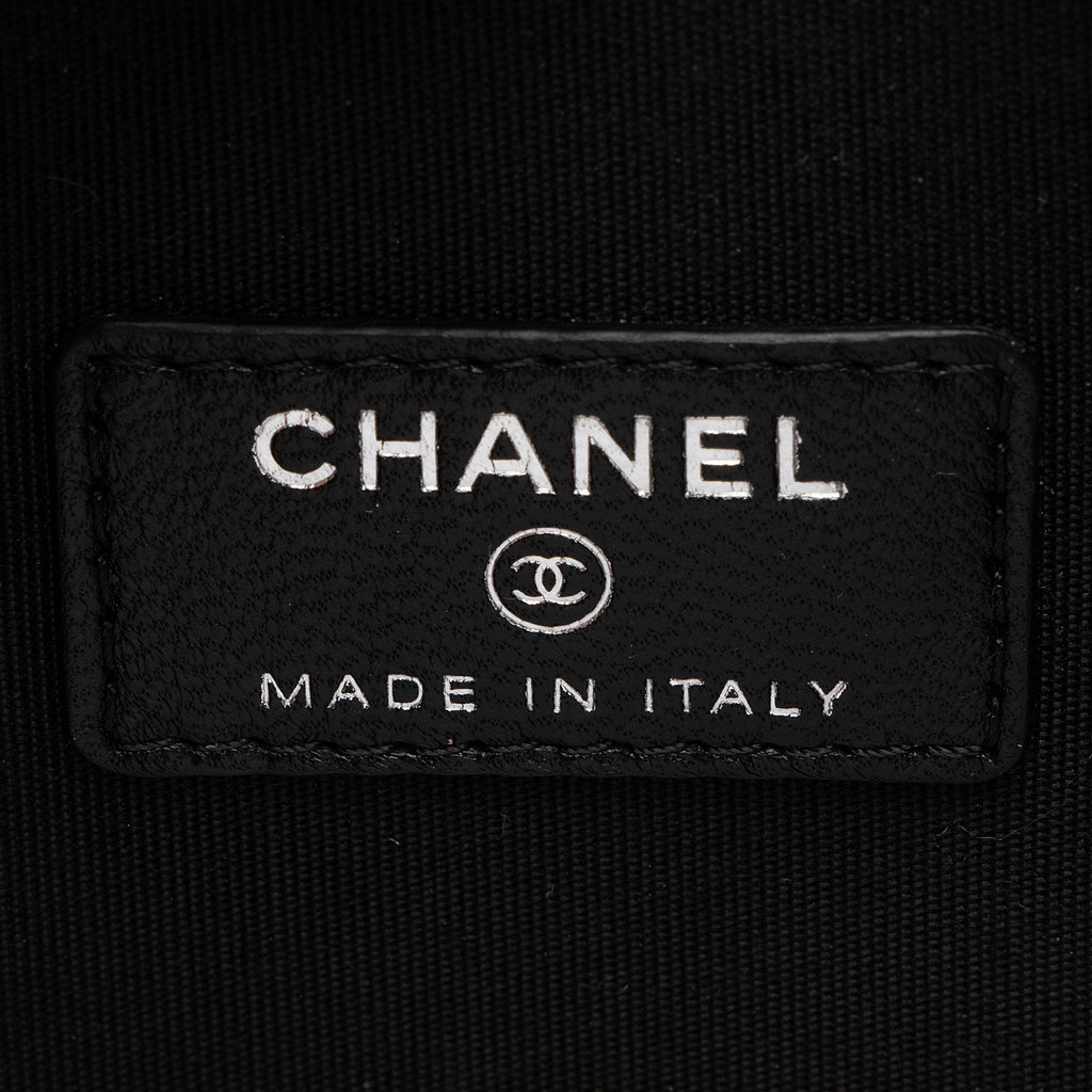 Chanel Lambskin Triple Zip Round Clutch with Chain