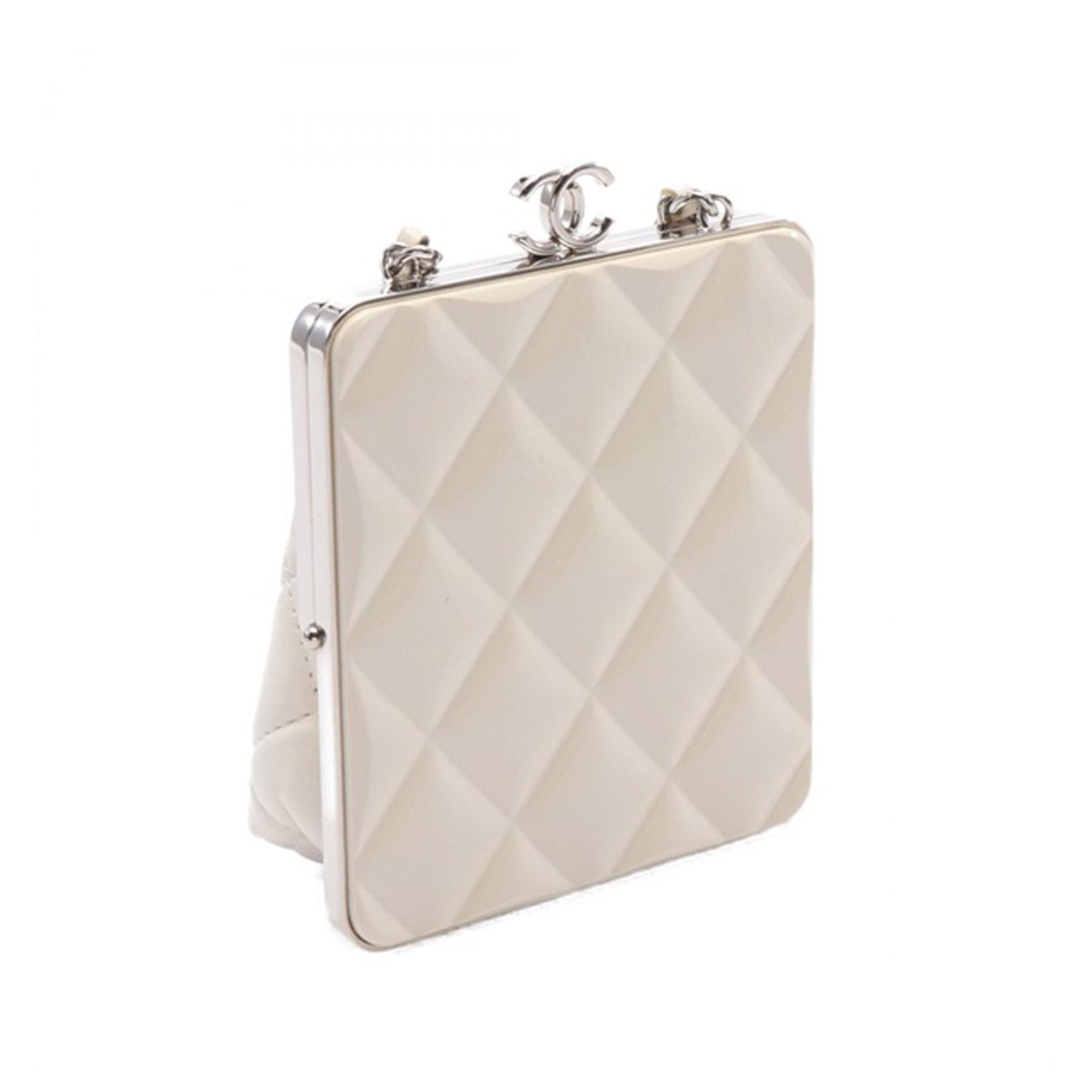 Chanel Lambskin and Acrylic Kiss Clutch with Chain