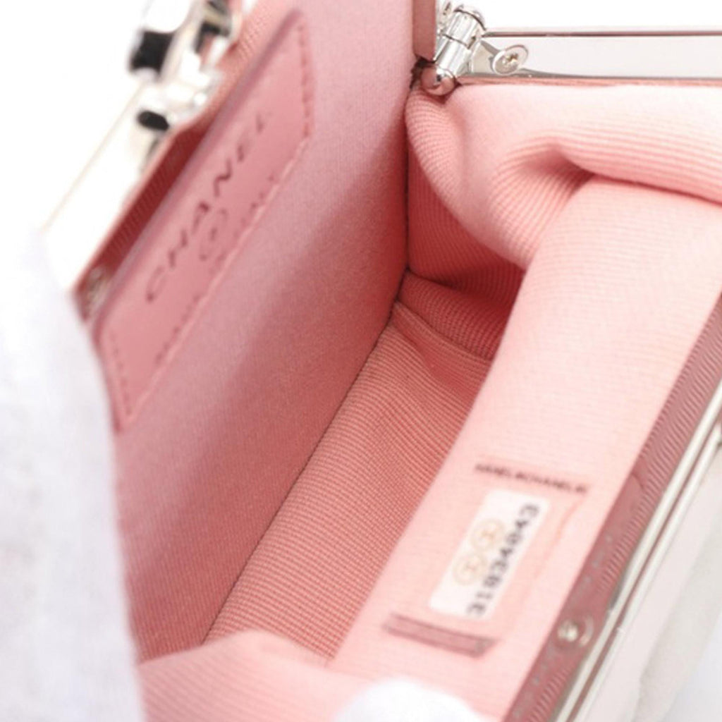 Chanel Lambskin and Acrylic Kiss Clutch with Chain