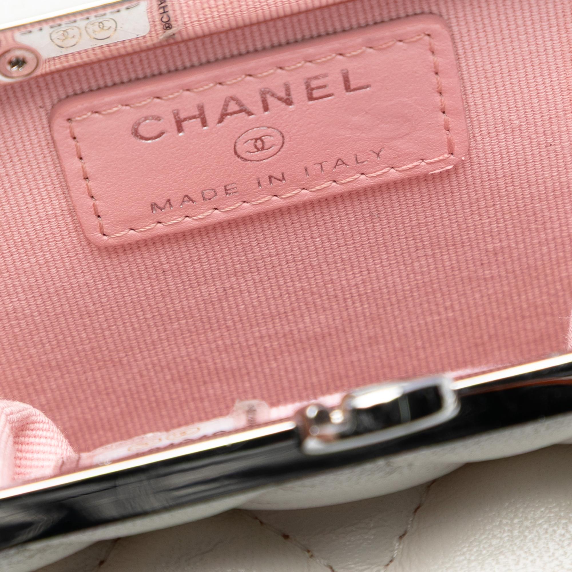 Chanel Lambskin and Acrylic Kiss Clutch with Chain