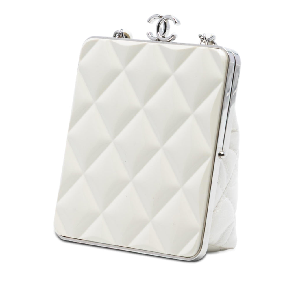 Chanel Lambskin and Acrylic Kiss Clutch with Chain