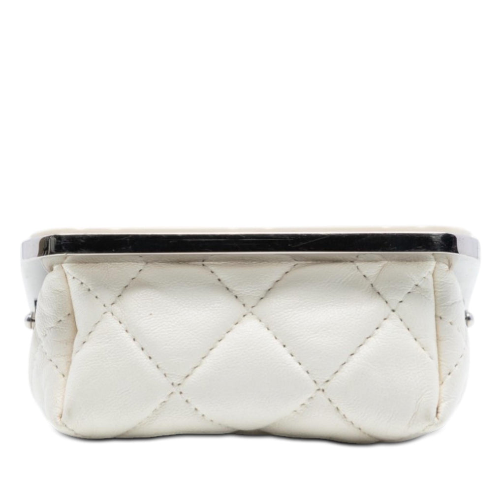 Chanel Lambskin and Acrylic Kiss Clutch with Chain