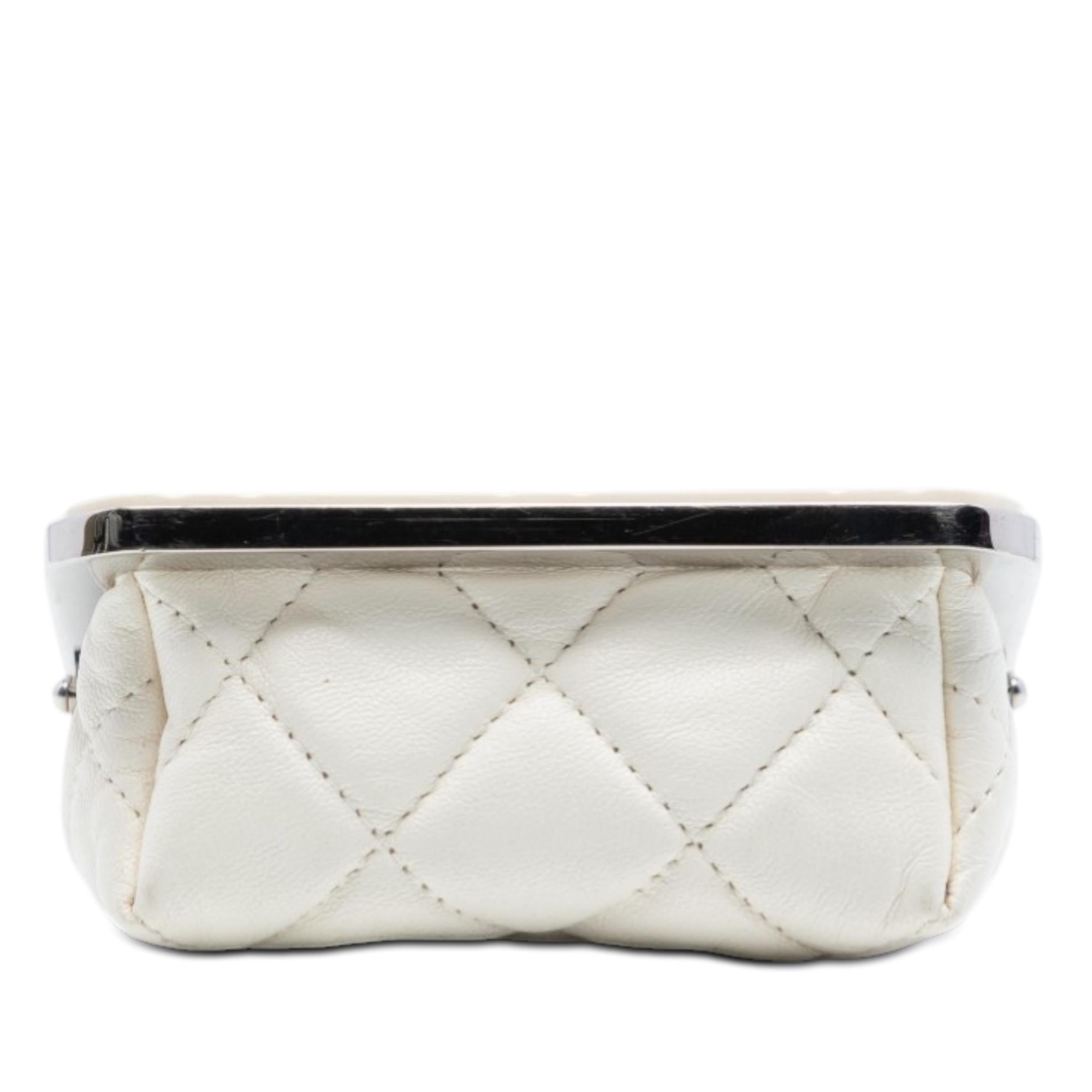Chanel Lambskin and Acrylic Kiss Clutch with Chain