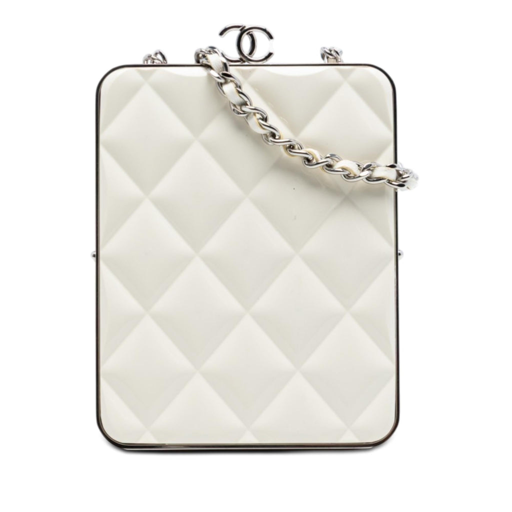 Chanel Lambskin and Acrylic Kiss Clutch with Chain