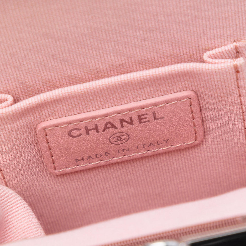 Chanel Lambskin and Acrylic Kiss Clutch with Chain