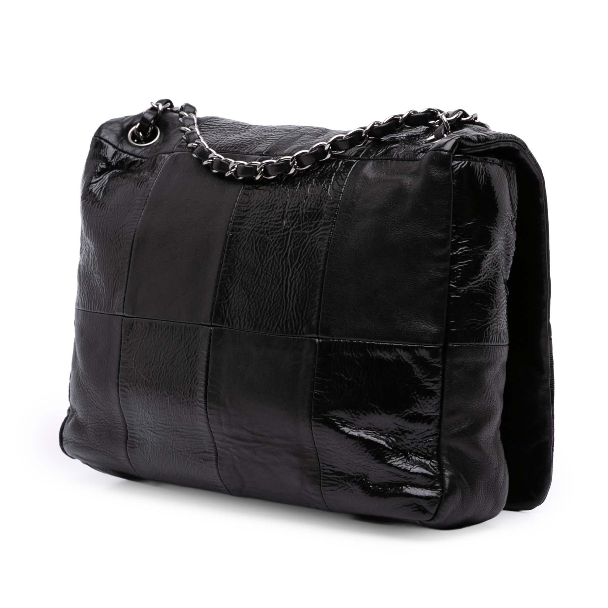 Chanel Lambskin and Patent Patchwork Brooklyn Flap