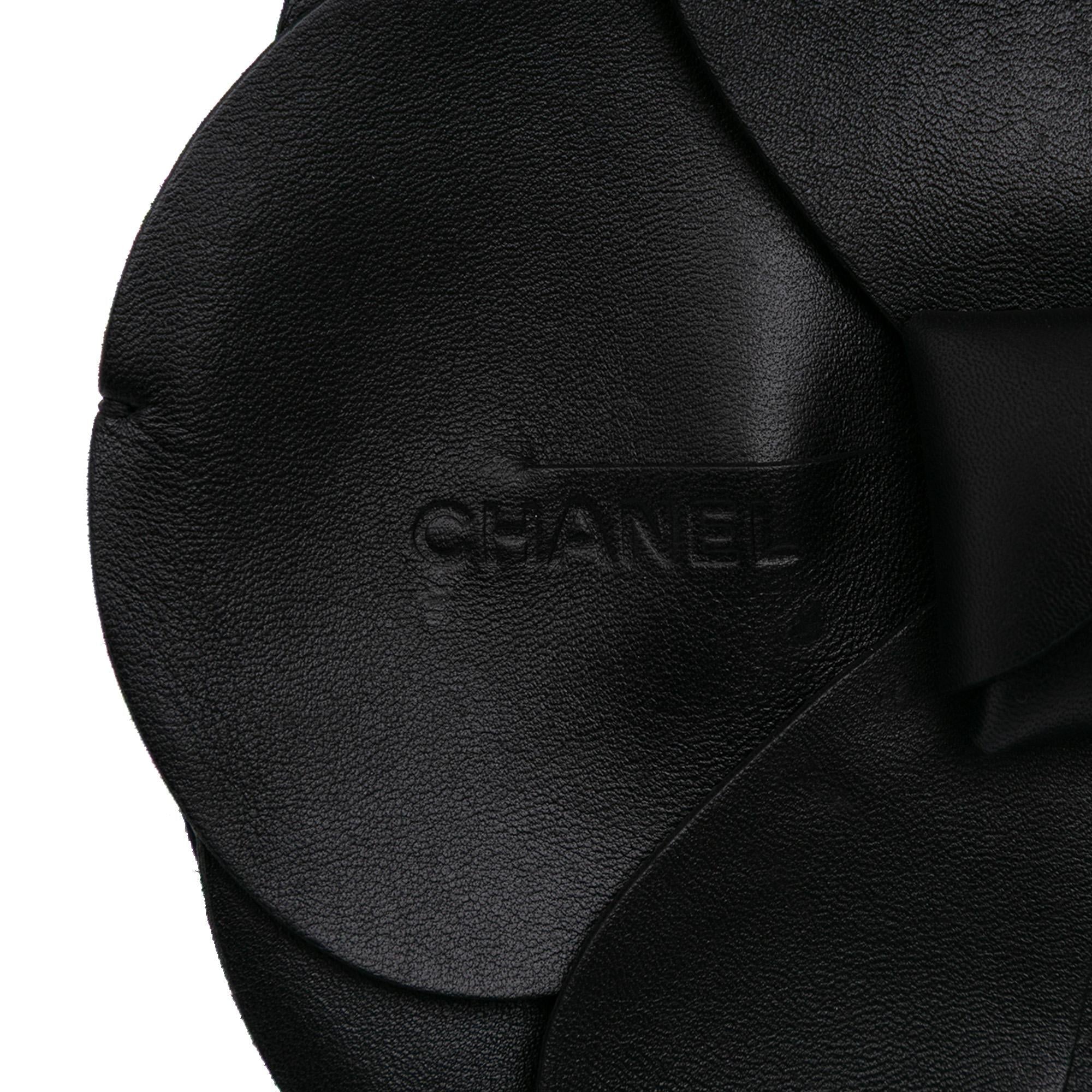 Chanel Lambskin and Satin Camellia Flower Evening Bag