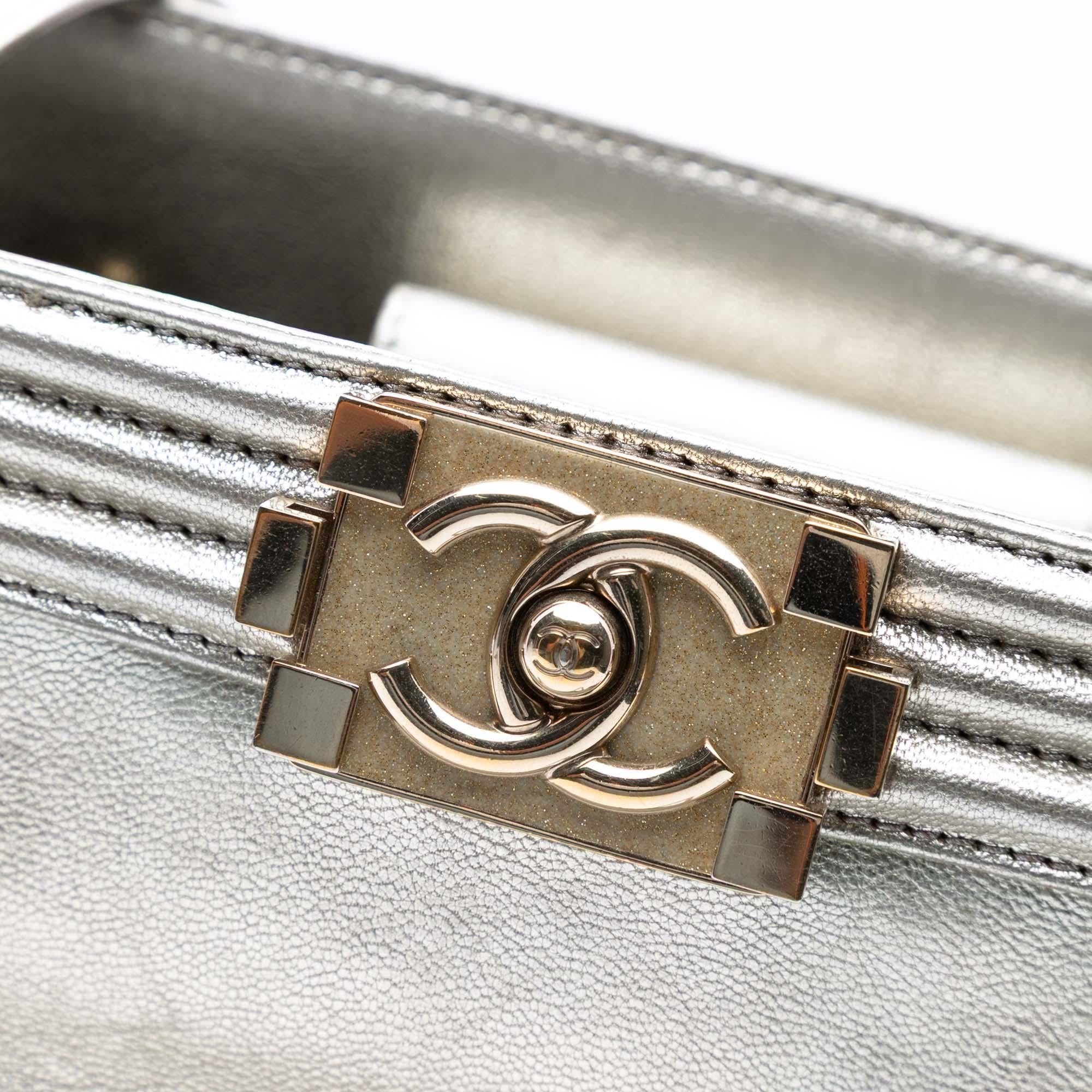 Chanel Large Bicolor Metallic Goatskin and Calfskin Boy Tote