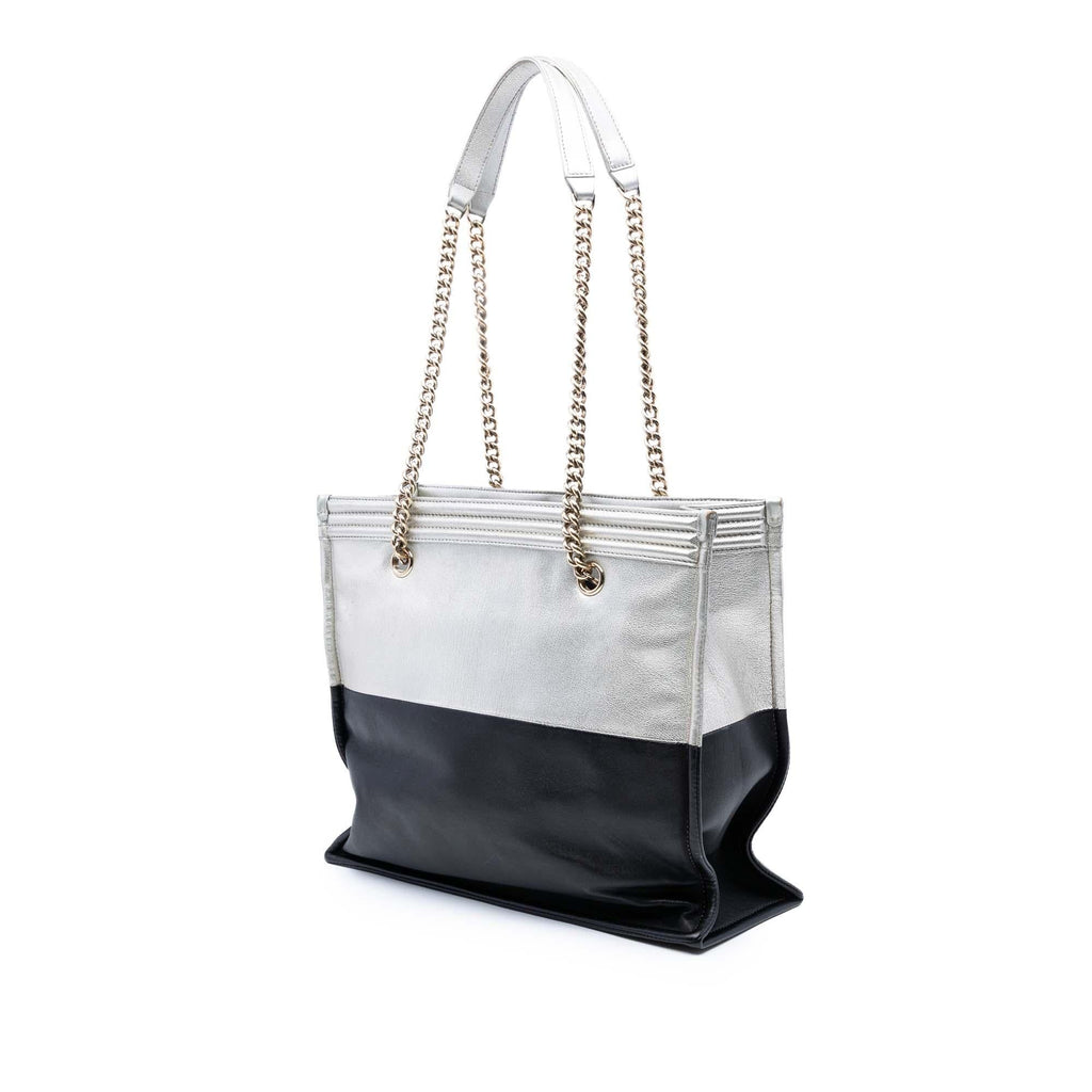 Chanel Large Bicolor Metallic Goatskin and Calfskin Boy Tote