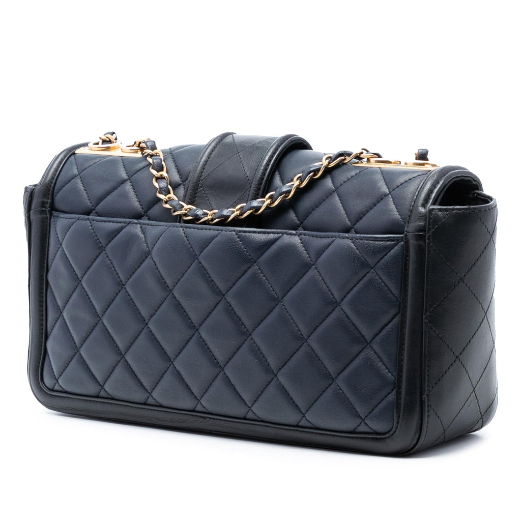 Chanel Large Bicolor Quilted Lambskin Elegant CC Flap