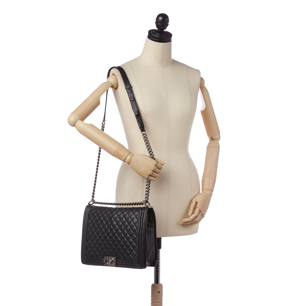 Chanel Large Boy Lambskin Leather Flap Bag (SHG-36631)