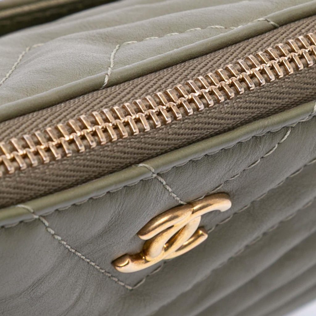 Chanel Large CC Chevron Calfskin O Case Clutch