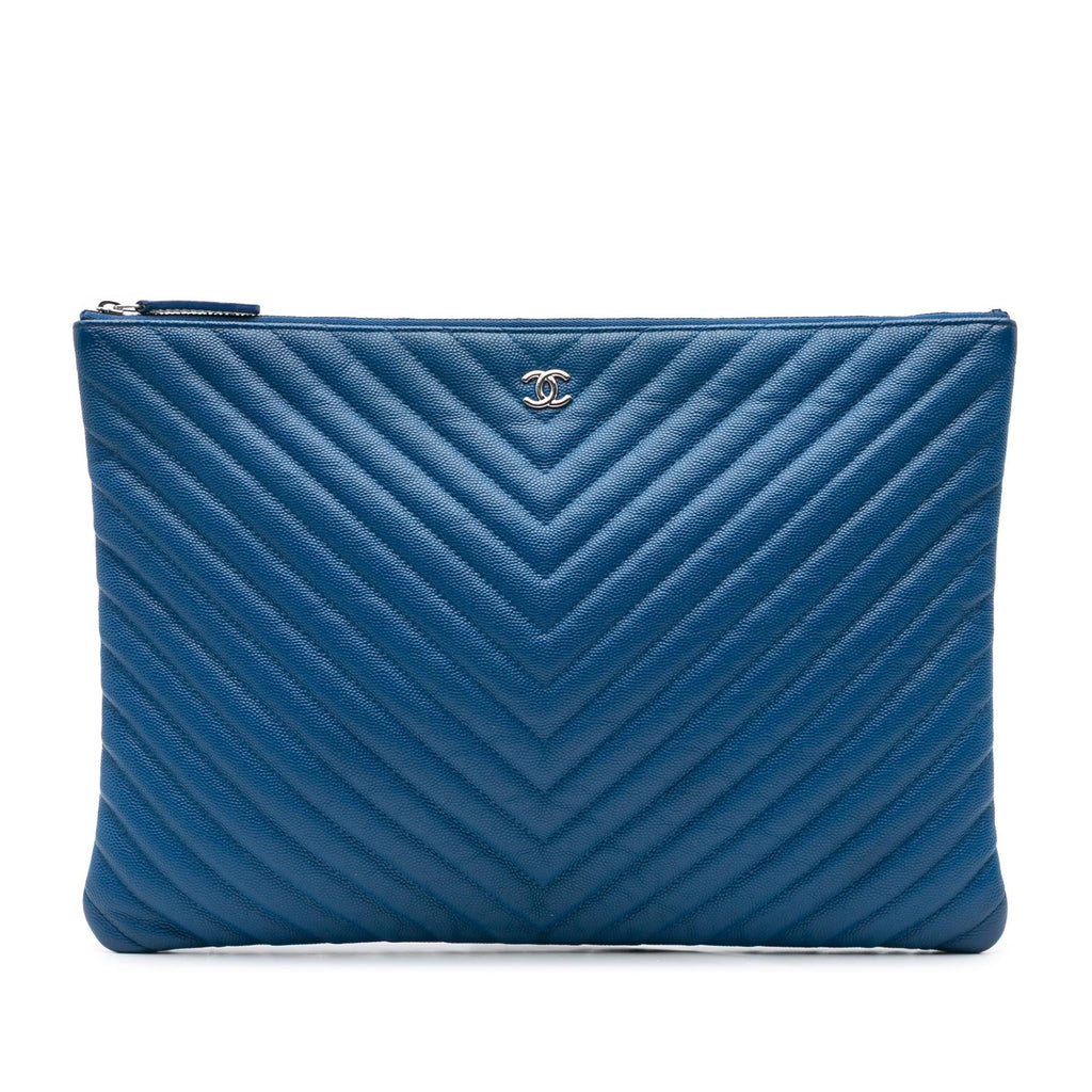 Chanel Large CC Chevron Caviar O Case Clutch