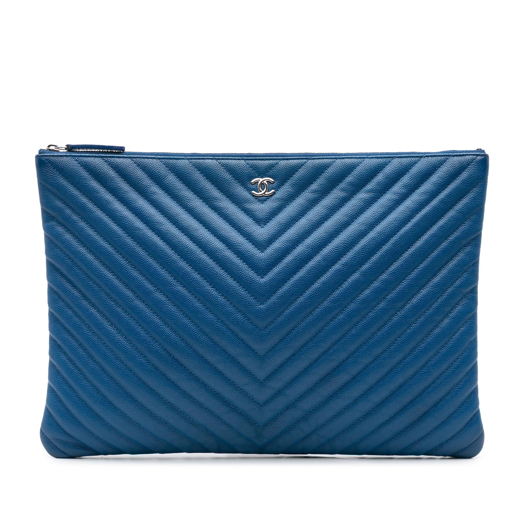 Chanel Large CC Chevron Caviar O Case Clutch