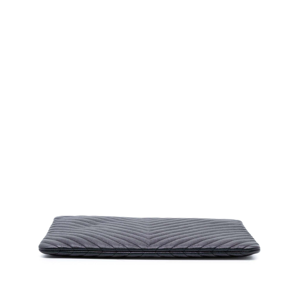 Chanel Large CC Chevron Iridescent Caviar O Case Clutch