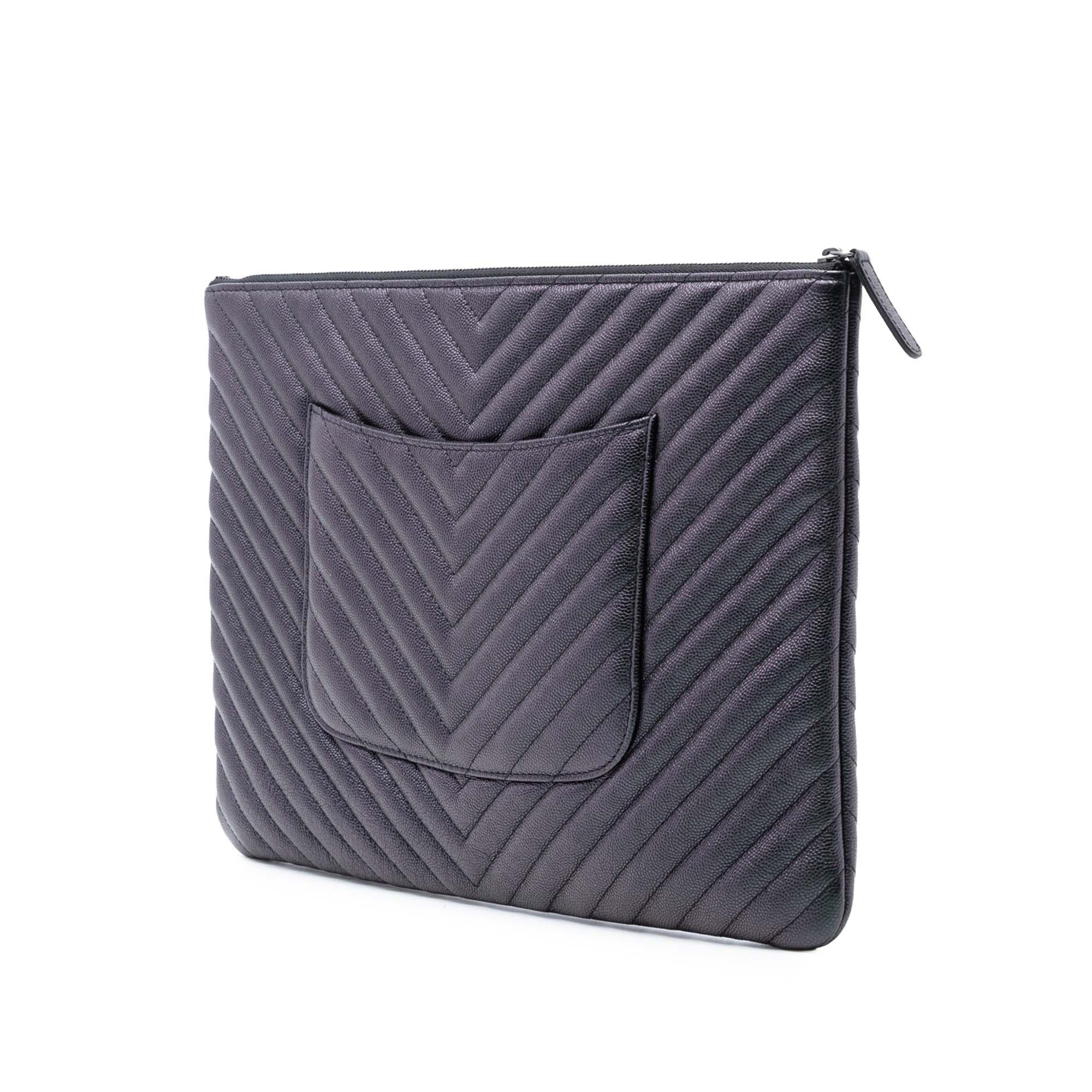 Chanel Large CC Chevron Iridescent Caviar O Case Clutch