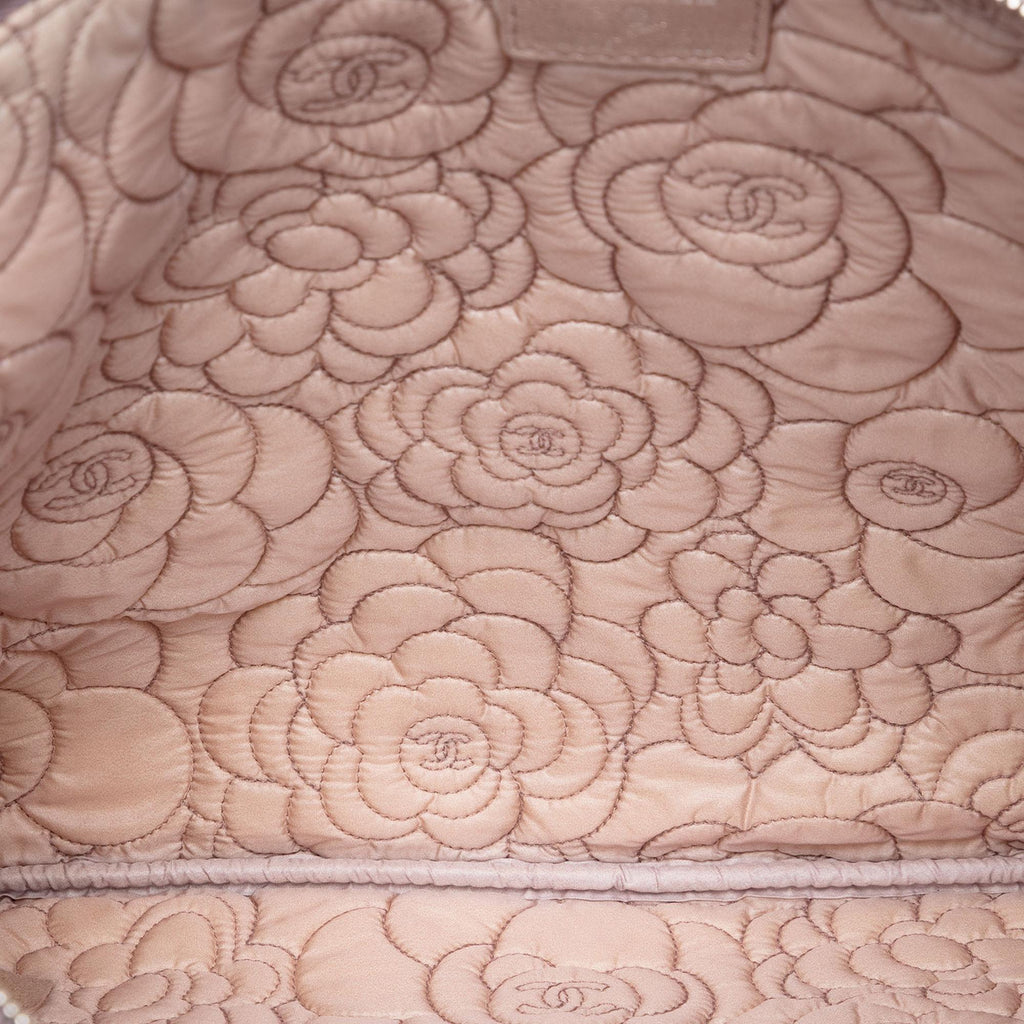Chanel Large CC Embossed Metallic Lambskin Camellia O Case Clutch