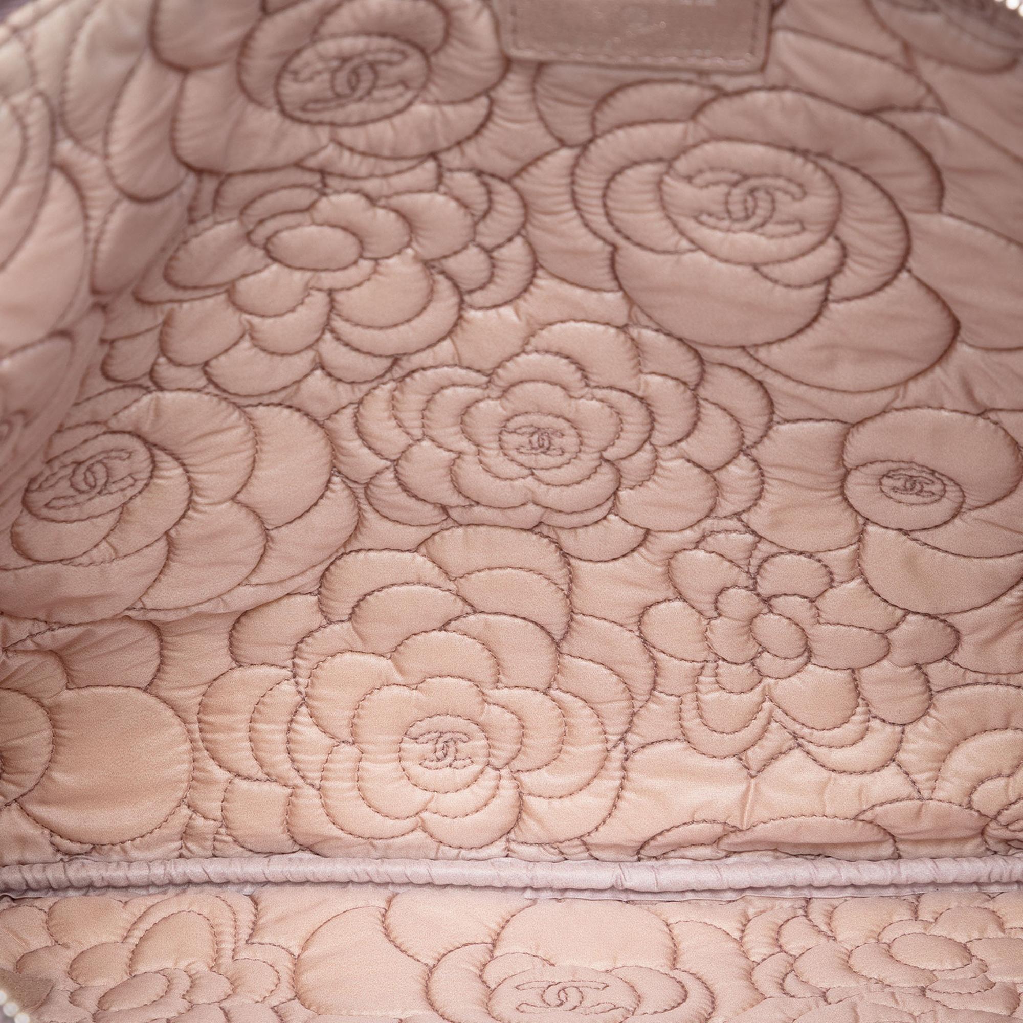 Chanel Large CC Embossed Metallic Lambskin Camellia O Case Clutch