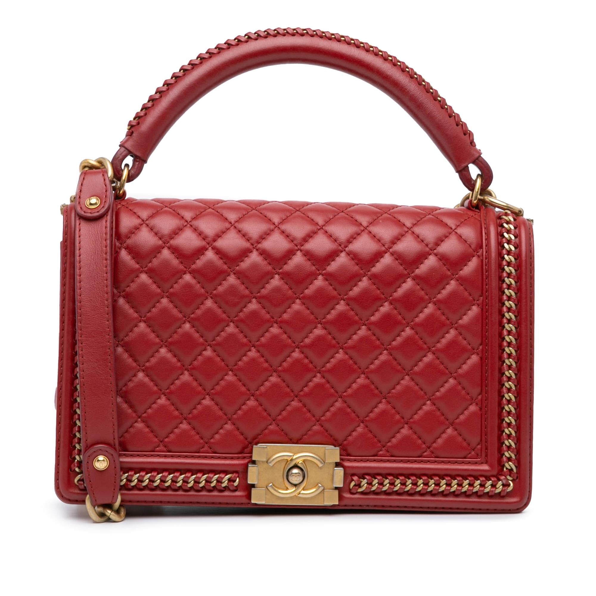 Chanel Large Calfskin Boy Chain Around Top Handle Flap (SHG-PLnRDp)
