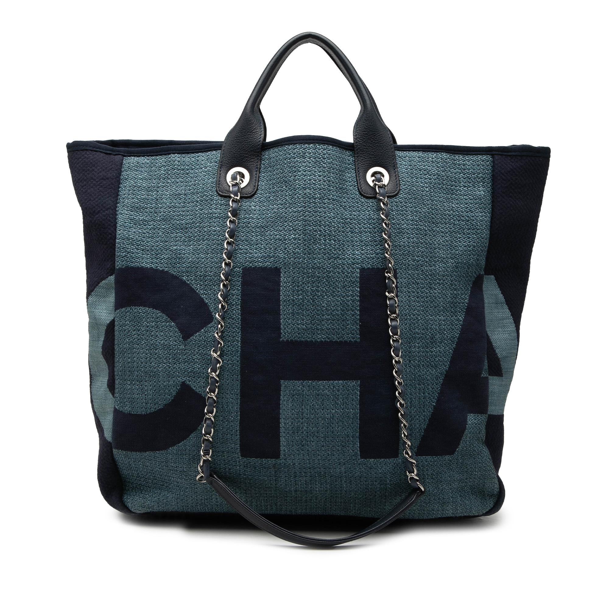 Chanel Large Canvas Logo Deauville Shopping Tote