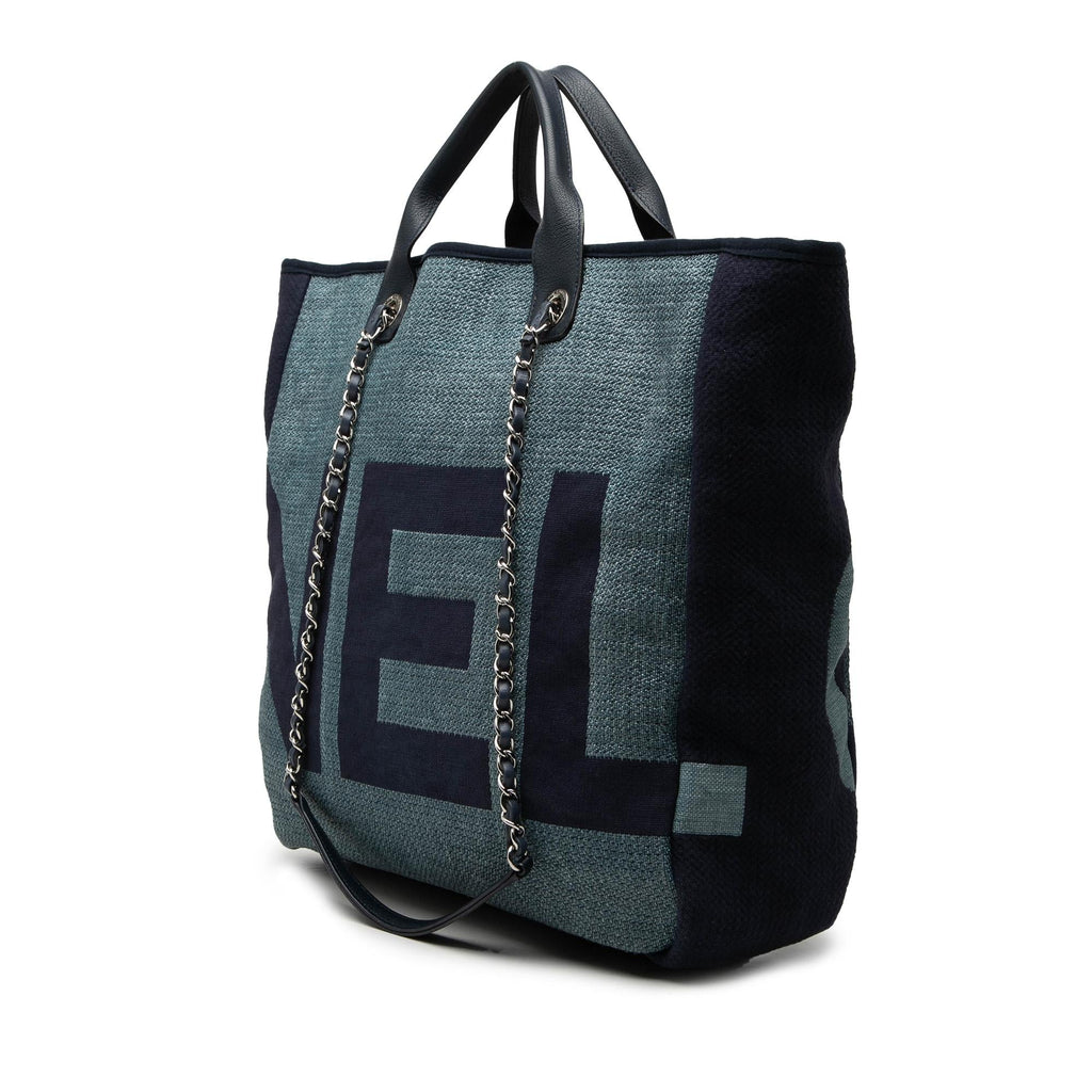 Chanel Large Canvas Logo Deauville Shopping Tote