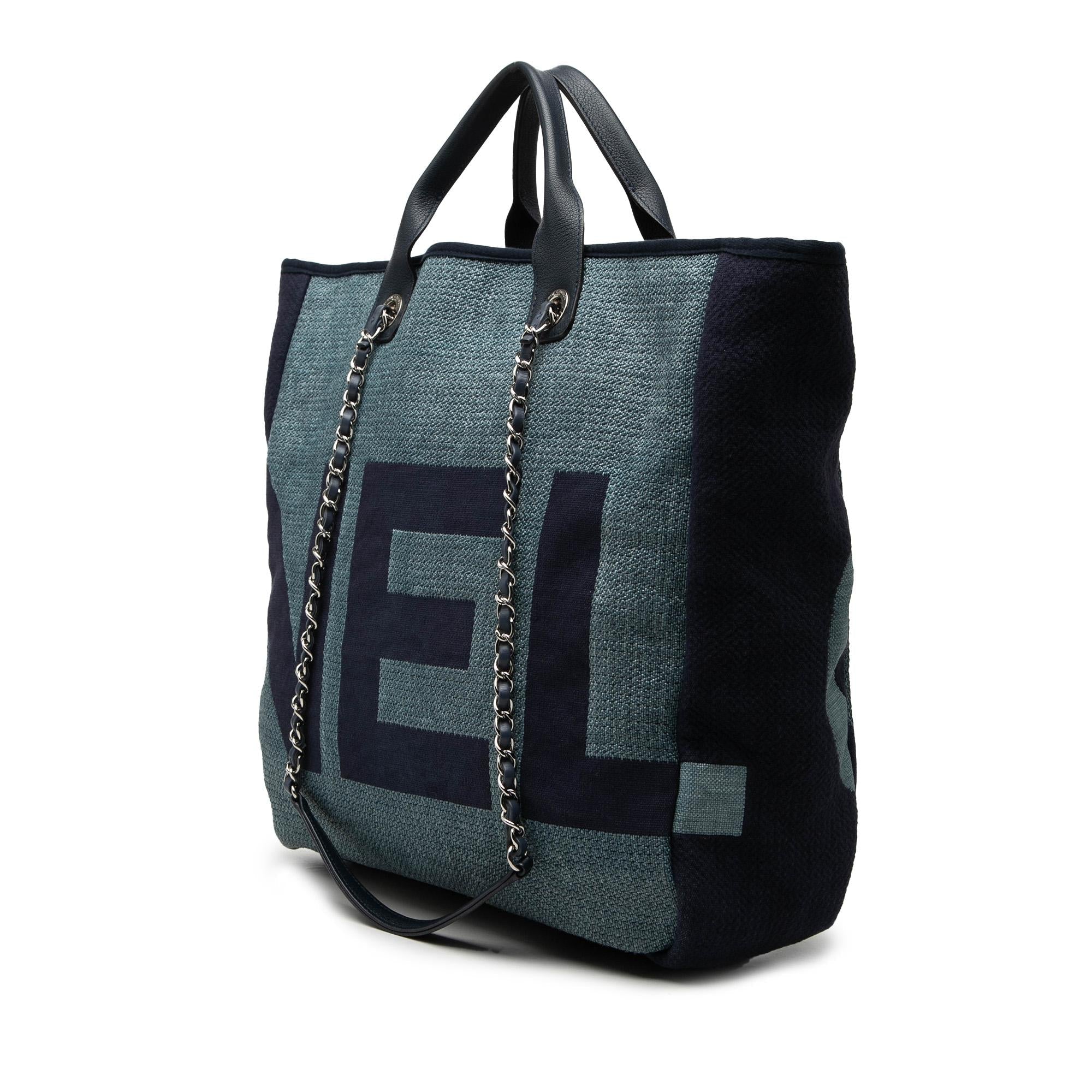 Chanel Large Canvas Logo Deauville Shopping Tote